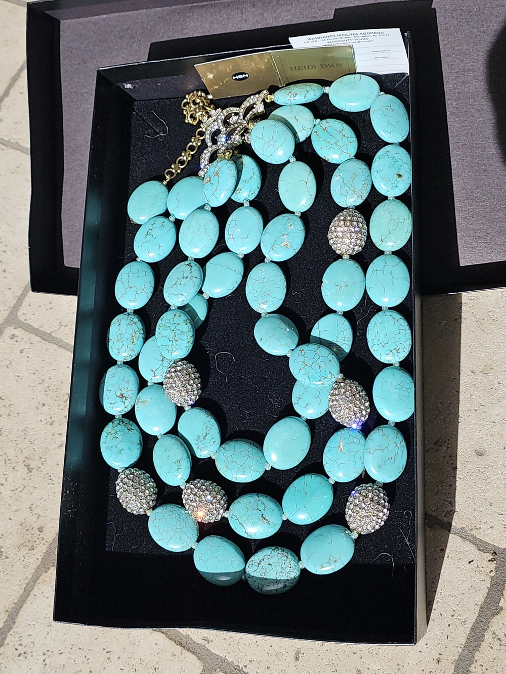 Heidi Daus Turquoise Beaded Necklace Set with Crystal Pave Accents